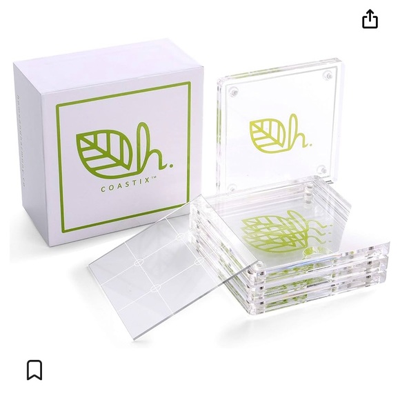 NIB Coastix Set of 4, Modern Square Shatterproof Acrylic Photo Frame Coasters - Picture 2 of 5